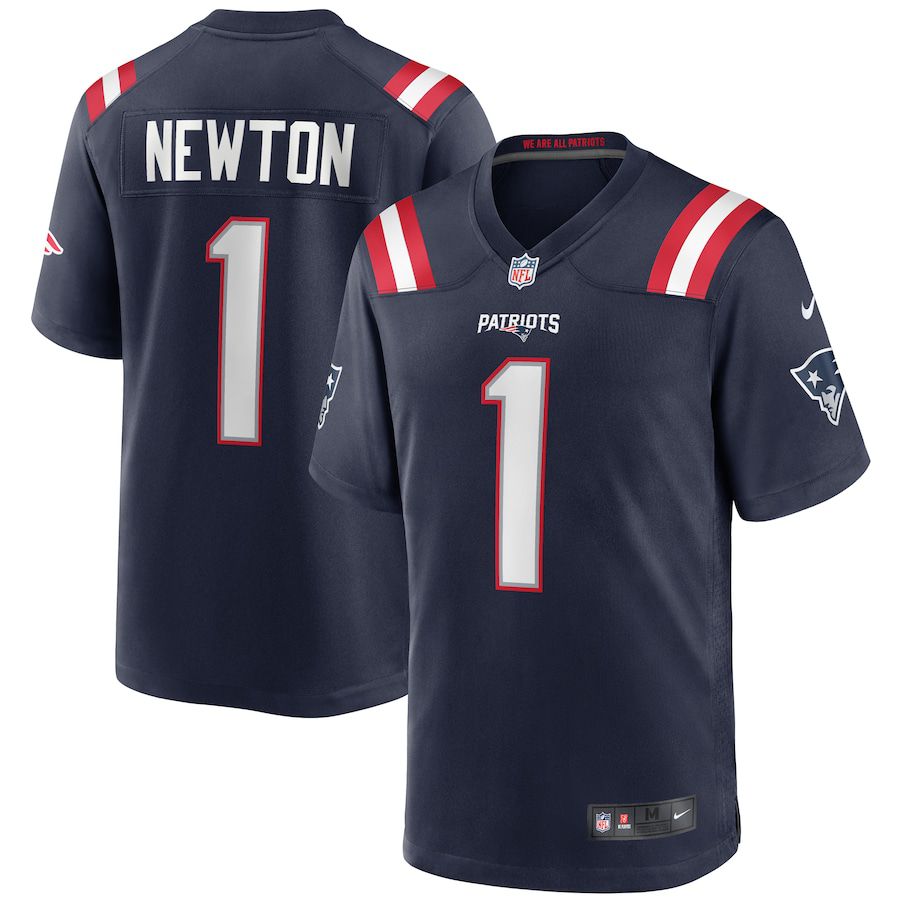 Men New England Patriots #1 Cam Newton Nike Navy Game NFL Jersey